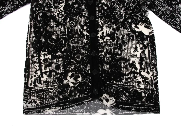 Unbranded Geometric Flocked Mesh Cardigan K-164057_008