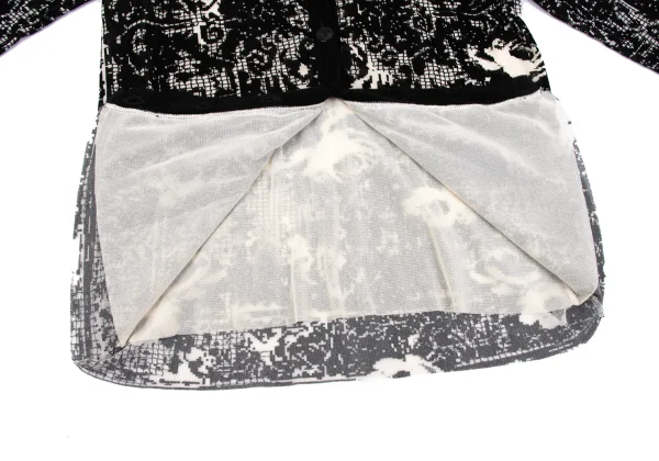 Unbranded Geometric Flocked Mesh Cardigan K-164057_009