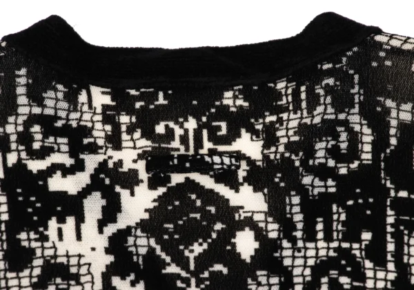 Unbranded Geometric Flocked Mesh Cardigan K-164057_011