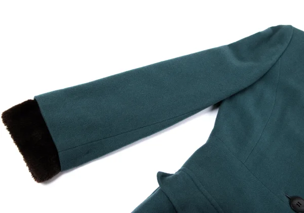 JUNIOR GAULTIER Fur Cuff Wool Trench Coat K-164058_007