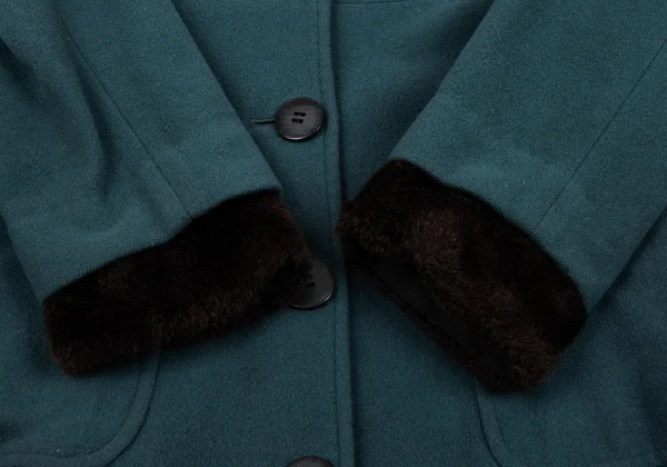 JUNIOR GAULTIER Fur Cuff Wool Trench Coat K-164058_008