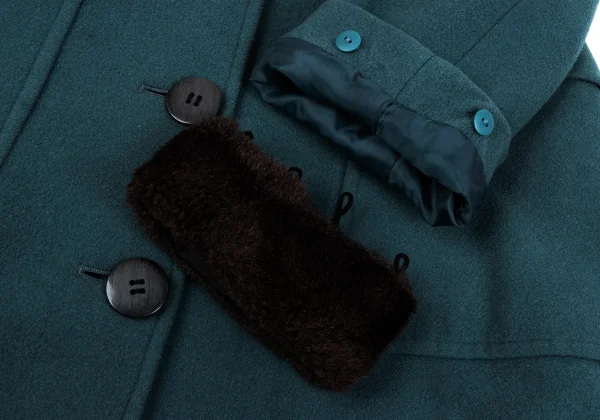 JUNIOR GAULTIER Fur Cuff Wool Trench Coat K-164058_009