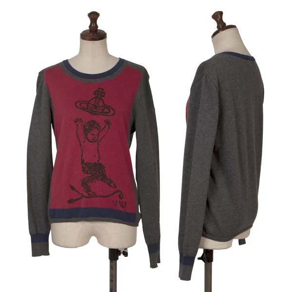 Vivienne Westwood Red Label Printed Intarsia Knit Top Grey 3 K-164063_001