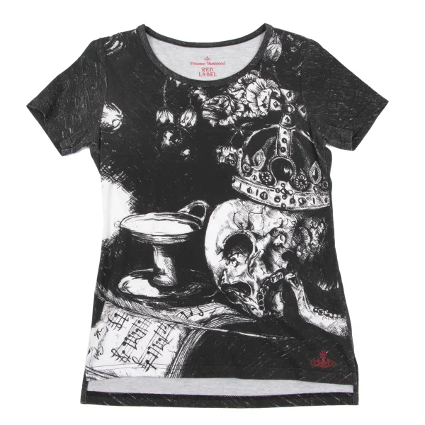 Vivienne Westwood Red Label Crown Skull Printed T Shirt Black 2 K-164066_001