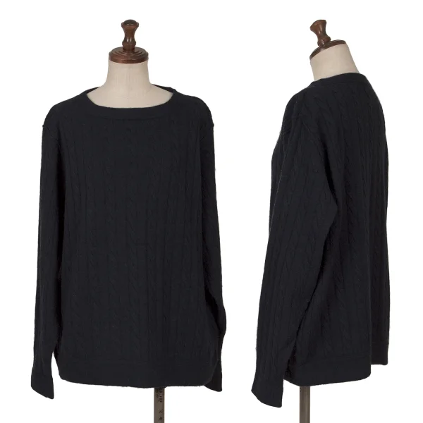 45rpm 45R Wool Stripe Cable Knit Sweater Navy S-M K-164070_001