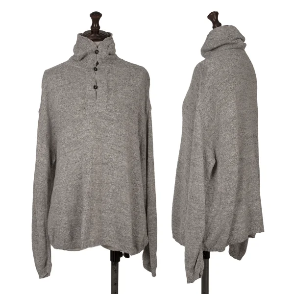 45rpm 45R Cotton Button Neck Knit Top Grey 0 K-164074_001