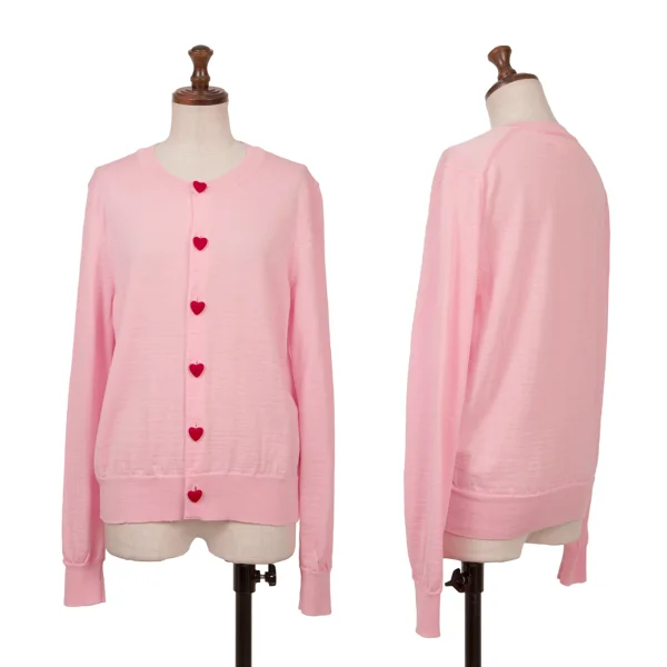 COMME des GARCONS GIRL Heart Button Wool Knit Cardigan Pink M K-164081_001