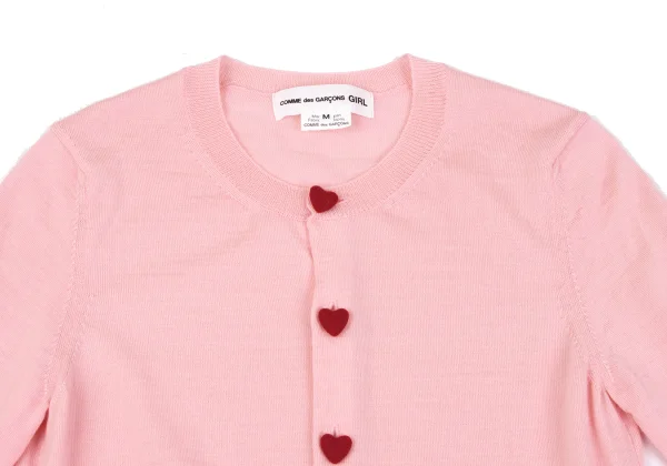 COMME des GARCONS GIRL Heart Button Wool Knit Cardigan K-164081_003