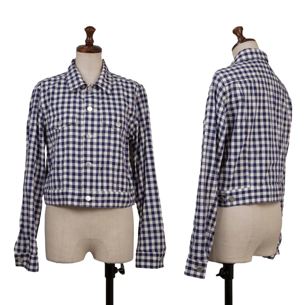 COMME des GARCONS GIRL Gingham Check Shirt Jacket Navy S K-164083_001