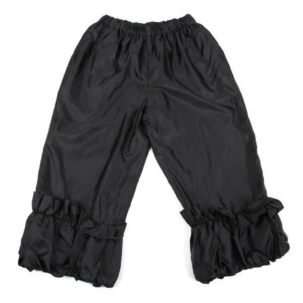 コムコム コムデギャルソンCOMME des GARCONS ポリヘムフリルクロップドパンツ 黒XS