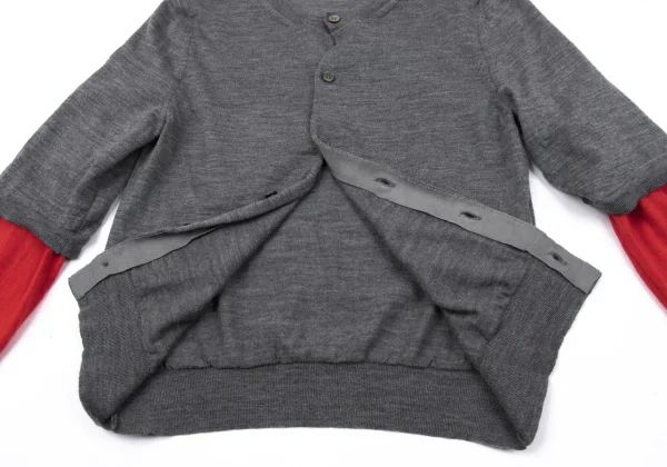COMME des GARCONS Layered Sleeves Wool Knit Cardigan K-164090_010