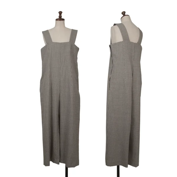 コムコム コムデギャルソンCOMME des GARCONS ウールハウンドトゥースサロペット 白黒XS