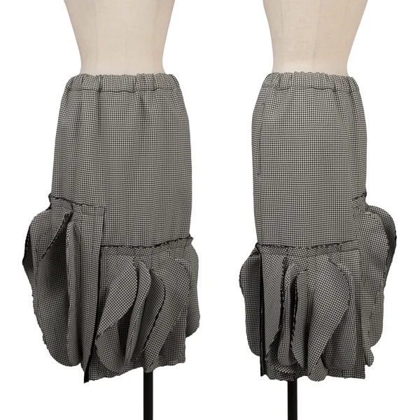COMME des GARCONS Wool Houndstooth Cutting Frill Skirt Black,White XS K-164102_001