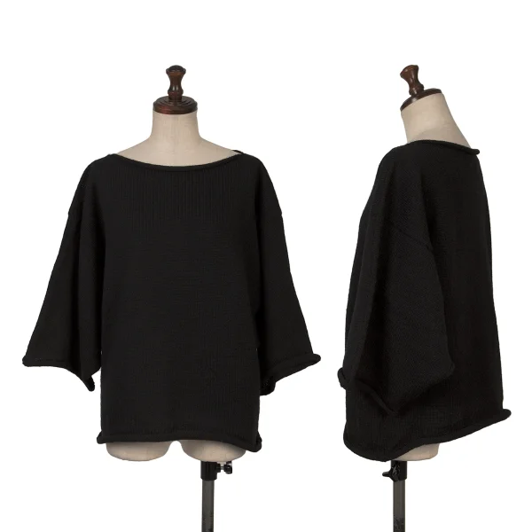 トリココムデギャルソンtricot COMME des GARCONS ウールナイロンフラットデザインニットセーター 黒M位