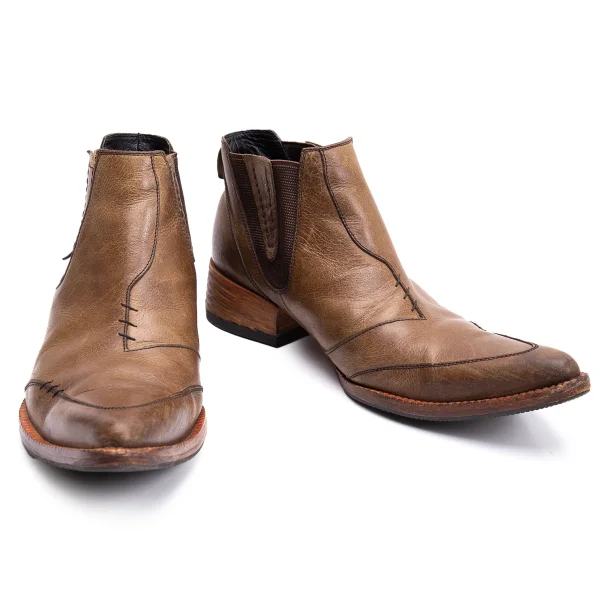 JPG by GAULTIER Side Gore Stitch Leather Boots Brown 25 (US About 7) K-164116_001