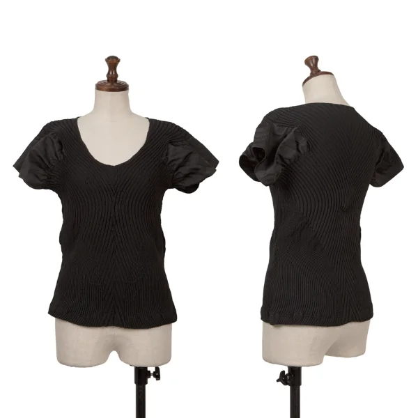 イッセイミヤケISSEY MIYAKE スチームストレッチ切替カットソー 黒2