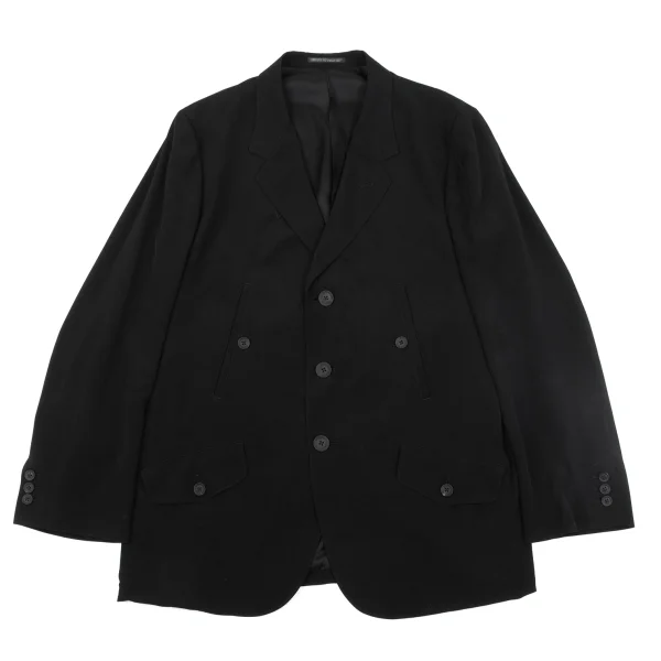 ヨウジヤマモト プールオムYohji Yamamoto POUR HOMME クレープデシンポケットデザイン3Bジャケット 黒4 K-164136_001