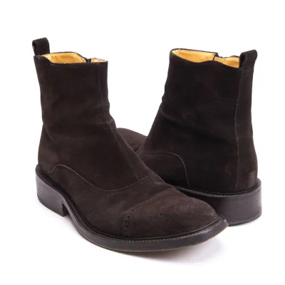 DOUCAL'S Medallion Side Zipper Suede Boots