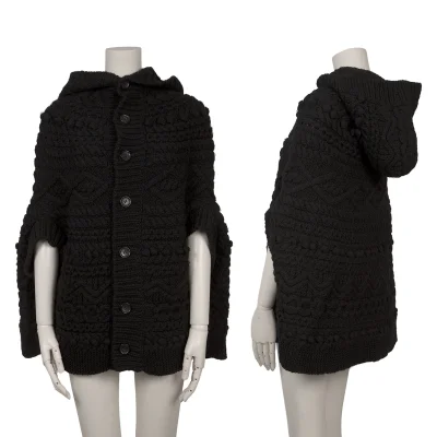 tricot COMME des GARCONS Wool Cable Knit Poncho Jacket