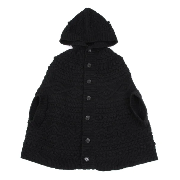 tricot COMME des GARCONS Wool Cable Knit Poncho Jacket K-164149_002