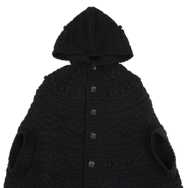 tricot COMME des GARCONS Wool Cable Knit Poncho Jacket K-164149_003