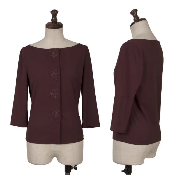 Sybilla Poly Beads Embroidery Cardigan Bordeaux M K-164156_001