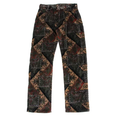 COLIN HARVEY Damask Patterned Velvet Straight Pants