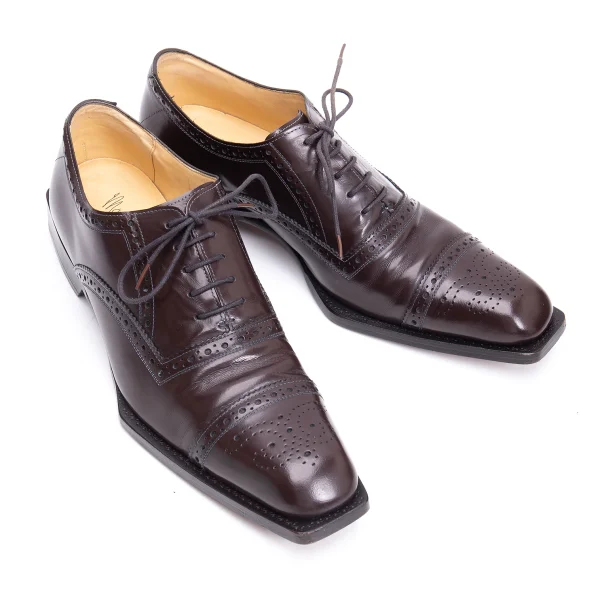 MASAKI MATSUSHIMA Square Sole Medallion Leather Shoes Brown 7.5 K-164183_001