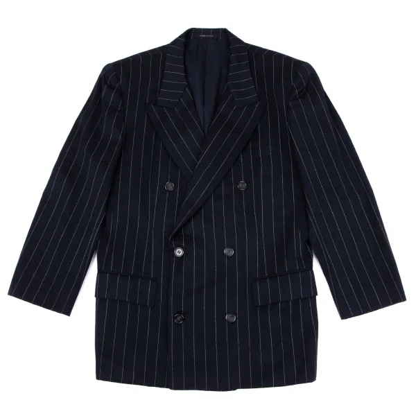 TOKIO KUMAGAI HOMME DE NUIT Wool Striped Double Jacket Navy 48 K-164187_001