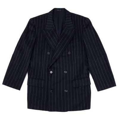 TOKIO KUMAGAI HOMME DE NUIT Wool Striped Double Jacket