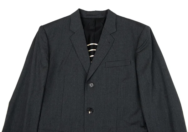 ジャンポールゴルチエ オムJean Paul GAULTIER HOMME 裏ボーダーウール3Bジャケット グレー50 K-164206_002