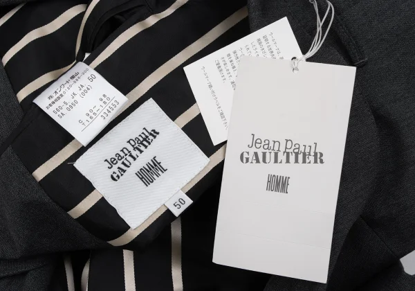 ジャンポールゴルチエ オムJean Paul GAULTIER HOMME 裏ボーダーウール3Bジャケット グレー50 K-164206_017
