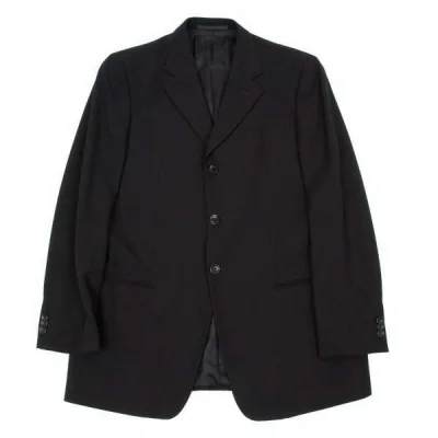【SALE】アルマーニ コレッツォーニ ARMANI COLLEZIONI ストライプ織りウールジャケット 黒