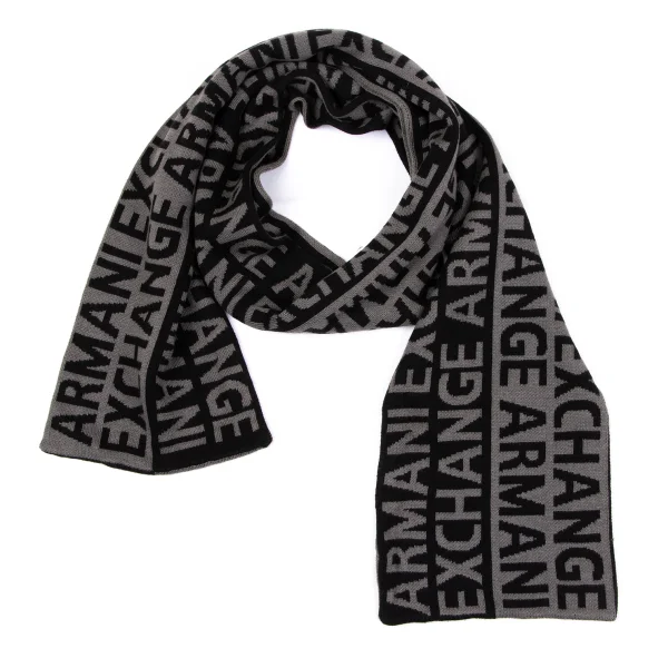 ARMANI EXCHANGE Logo Jacquard Knit Stole Black,Grey  K-164224_001