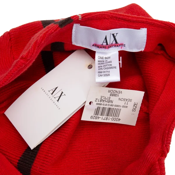 ARMANI EXCHANGE Cashmere Blended Cotton Line Knit Cap K-164225_008