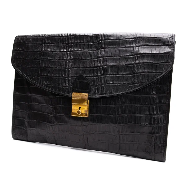 GIORGIO ARMANI Emboss Leather Clutch Bag Black  K-164227_001