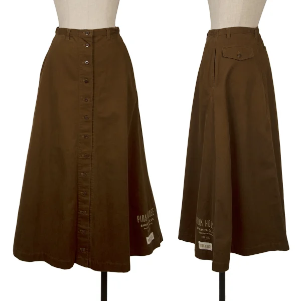 PINK HOUSE Cotton Button Front Wrap Skirt Brown S-M K-164229_001