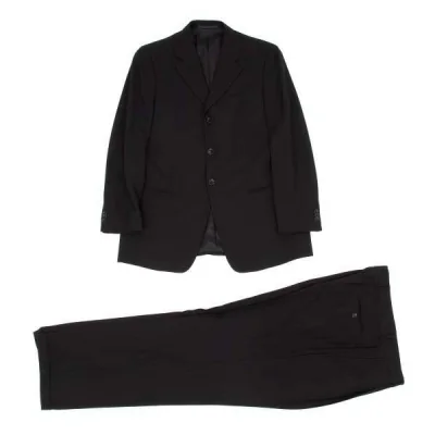 アルマーニ コレッツォーニ ARMANI COLLEZIONI ストライプ織りウールセットアップスーツ 黒