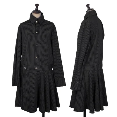 Y's Striped Wrap Design Flare Shirt Dress