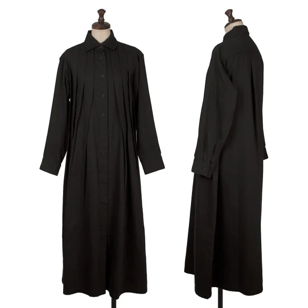 ISSEY MIYAKE Cotton Pleated Long Shirt Sress Black S K-164231_001