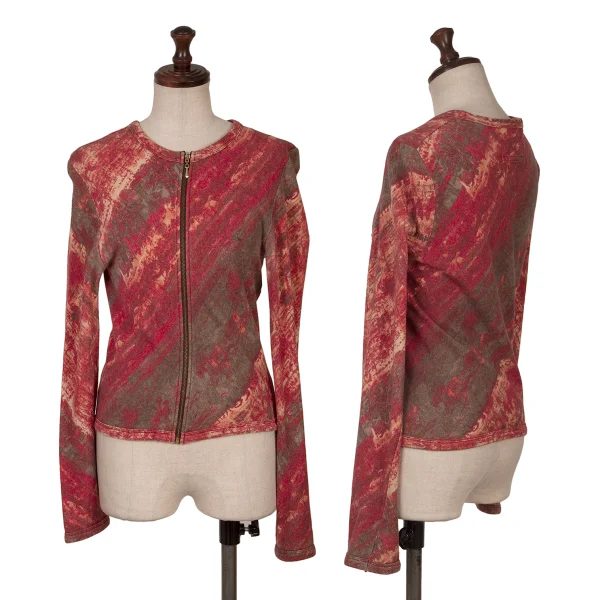 Jean Paul GAULTIER CLASSIQUE Logo Sketch Printed Zip Top Red 40 K-164233_001