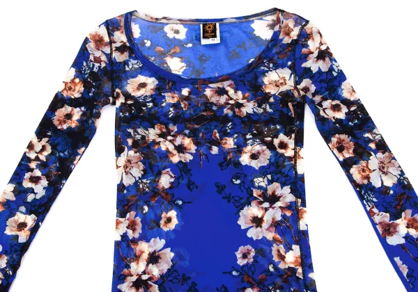 Jean Paul GAULTIER SOLEIL Floral Printed Mesh T Shirt K-164236_003
