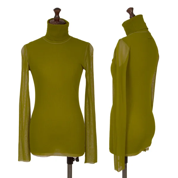Jean Paul GAULTIER SOLEIL Mesh Turtle Neck T Shirt Khaki M K-164238_001