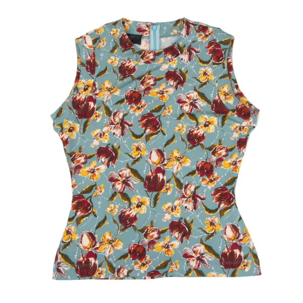 ジャンポールゴルチエ ファムJean Paul GAULTIER FEMME フローラルプリントストレッチノースリーブ 水色マルチ40 K-164241_002
