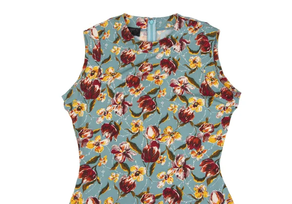 ジャンポールゴルチエ ファムJean Paul GAULTIER FEMME フローラルプリントストレッチノースリーブ 水色マルチ40 K-164241_003