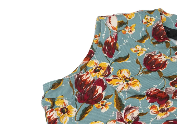 ジャンポールゴルチエ ファムJean Paul GAULTIER FEMME フローラルプリントストレッチノースリーブ 水色マルチ40 K-164241_005