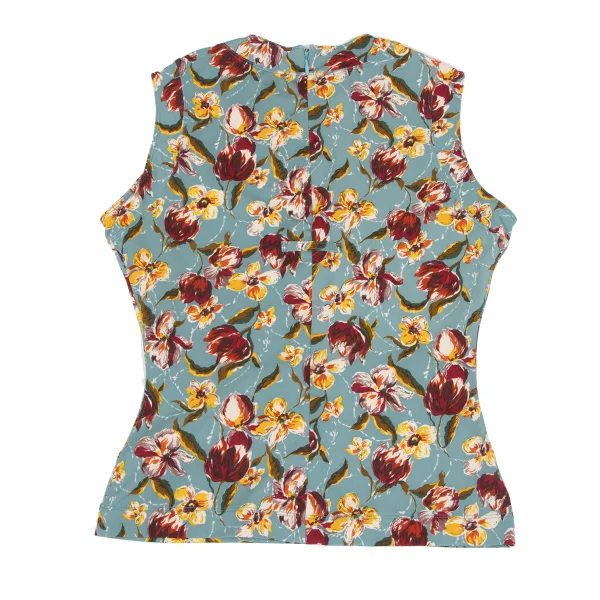 ジャンポールゴルチエ ファムJean Paul GAULTIER FEMME フローラルプリントストレッチノースリーブ 水色マルチ40 K-164241_008