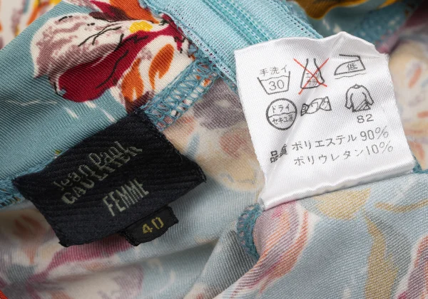 ジャンポールゴルチエ ファムJean Paul GAULTIER FEMME フローラルプリントストレッチノースリーブ 水色マルチ40 K-164241_014