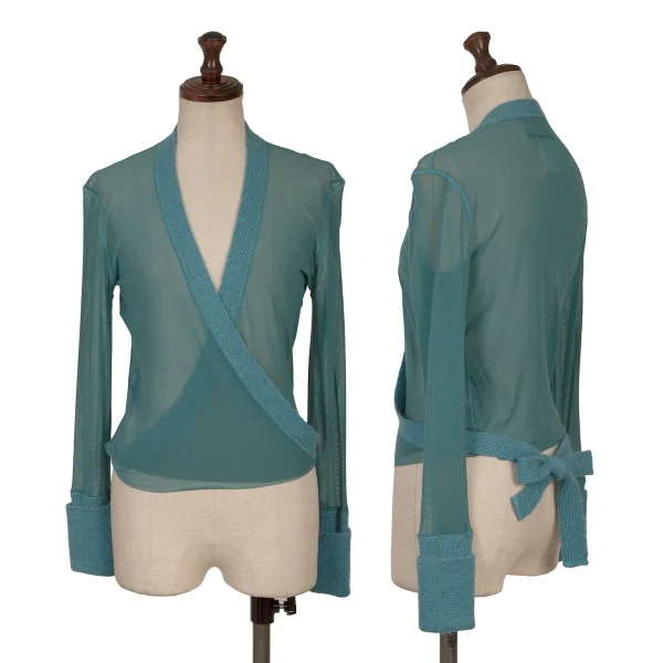 Jean Paul GAULTIER FEMME Strap Mesh Cardigan Turquoise 42 K-164243_001