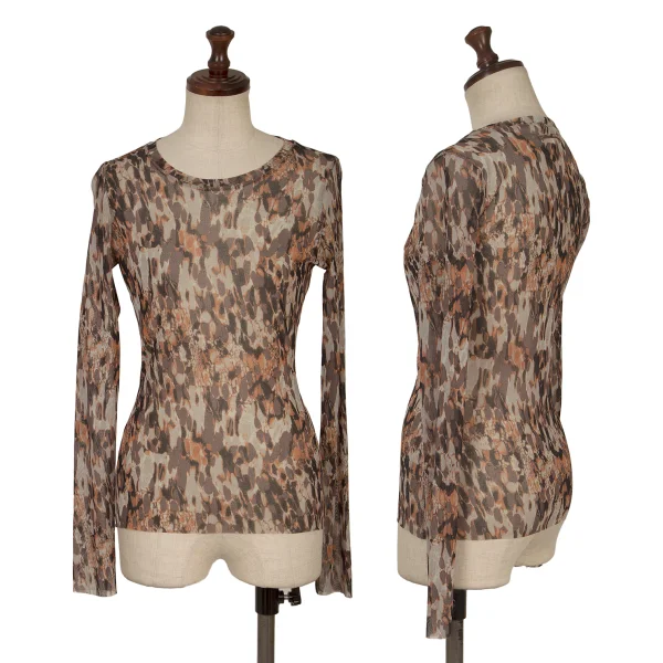 Jean Paul GAULTIER FEMME Graphic Printed Mesh T Shirt Grey 40 K-164244_001